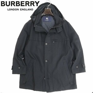 国内正規品◆BURBERRY LONDON バーバリー ロンドン フーデッド コート 黒 ブラック S