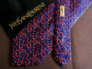 ♪8873C♪良品【植物 種子 葉っぱ 柄】イヴ・サンローラン【YSL】ネクタイ