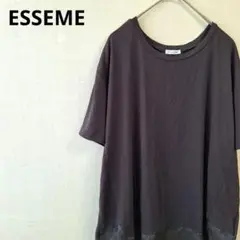 Se2257【ESSEME】半袖バイカラーチュニックカットソー　ストレッチ　L