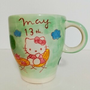 【未使用 / 送料（全県）510円～ / 5月13日 牡牛座】キティ　誕生日　マグカップ　ハローキティ　お誕生日　マグ　手描き KT0513-2