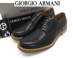 13万新品◆7=26cm◆GIORGIO ARMANI アルマーニ 黒パンチングレザーシューズ 1円