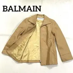 958 BALMAIN レザージャケット 9号 Mサイズ 羊革 ベージュ