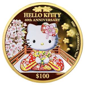 美品 ハローキティ金貨 HELLO KITTY 日本 2014年 1/2オンス 15.5g 24金 純金 カラーコイン イエローゴールド コレクション Gold