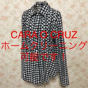 ★CARA O CRUZ/キャラオクルス★極美品★長袖ギンガムチェックチュニックブラウス9(M)長袖シャツ トップス 