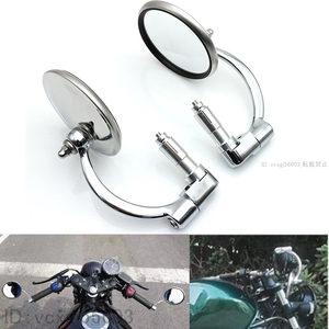 SR400 XS W650 左右 HALCYON ハルシオンタイプ スタジアム バーエンド ミラー ラウンド 丸 オフィシャル ノートン カフェレーサー k94