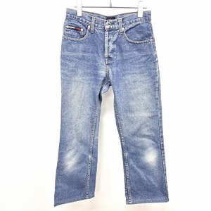 トミーヒルフィガー TOMMY HILFIGER デニム フレアパンツ ジーンズ ジーパン ボタンフライ USED加工 フラッグタグ 綿100% 28 青 レディース