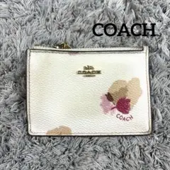 COACH コーチ コインケース パスケース キーリング付き 花柄 レザー