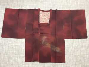 美品　着物　羽織　アンティーク リメイク レトロ 年代物　濃い赤色　模様　柄　レディース　きもの　190