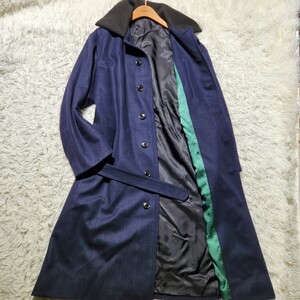 極美品 希少 XXL相当 Paul Smith ポールスミス ステンカラーコート マキシ丈 CLISSOLD クリソルド 現行タグ ストライプ 2way ベルト 