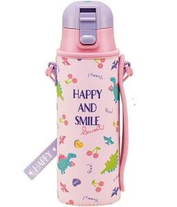 ロック付ワンプッシュダイレクトボトル470ml ウェット生地ボトルカバー付 HAPPY AND SMILE スケーター