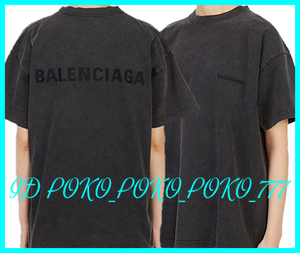 即決 完売品 22SS 定価85,000円 バレンシアガ BALENCIAGA ロゴ刺繍 ユーズド加工 Tシャツ クリーニング済み 