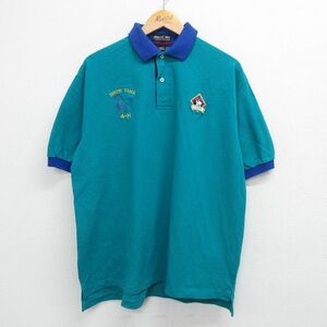 XL/古着 半袖 ポロ シャツ メンズ 90s 牛 馬 コットン 青緑 23apr20 中古 トップス