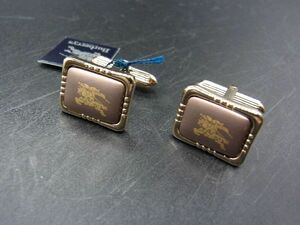 ■美品■ Burberrys バーバリーズ カフスボタン カフリンクス アクセサリー 紳士 ビジネス メンズ ゴールド系×ブロンズ系 DF0185