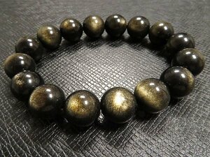 g120円★【ゴールドオブシディアン】金黒曜石☆天然石ブレスレットS★12mm 定価4400円