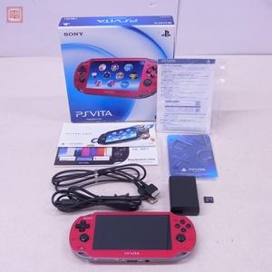 動作品 シリアル一致 PSVITA プレイステーション ヴィータ 本体 PCH-1000 コズミックレッド ソニー SONY 箱説/8GBメモリーカード付【20