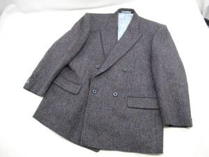 【送900円】4598　Harris Tweed　ハリスツイード　メンズ　テーラードジャケット　ピュアウール100％　ブルー×ブラウン　サイズ不明　　