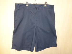 b593◆GENUINE Dickies チノショーツ◆ディッキーズ GR423DN ｗ38 ダークネイビー フラットフロント ストレート ハーフパンツ US古着 5K