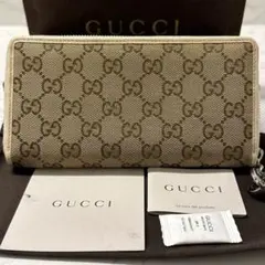 新品同様‼️ グッチ　GUCCI 財布　長財布　GGキャンバス　ラウンドファスナー