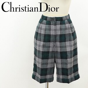 新品 ヴィンテージ◆Christian Dior SPORTS クリスチャンディオール チェック柄 ウール タック ハーフ パンツ M