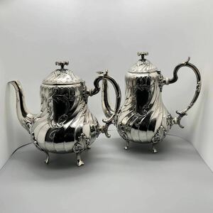 クリストフル Christofle ティーポット コーヒーポット セット ガリア シルバー GALLIA SILVER 4204 ロココ ロカイユ アンティーク