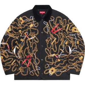 【送料無料】Supreme 20AW CHAINS QUILTED JACKET Lサイズ 黒 ◆シュプリーム チェーンズ 薄手キルトジャケット◆ブラック ダウン アウター