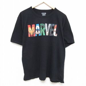 XL/古着 半袖 Tシャツ メンズ マーベル アイアンマン ブラックウィドウ ハルク 大きいサイズ クルーネック 黒 ブラック 24ma