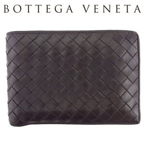 ボッテガ ヴェネタ 二つ折り 財布 ミニ財布 レディース メンズ イントレチャート BOTTEGA VENETA 中古