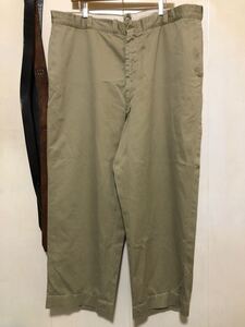 60s VINTAGE US ARMY チノパン W44 TROUSERS, COTTON, KHAKI 8.2 OZ. 63年製　GRIPPER ジッパー　 チノパン　 ワークパンツ　ビンテージ