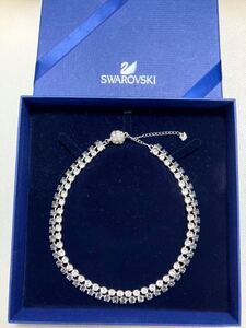 送料無料　美品　スワロフスキー　SWAROVSKI ネックレス　ブルー　クリア　2連ネックレス　マグネット　箱あり