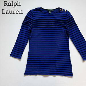 LAUREN RALPH LAUREN ローレンラルフローレン トップス Tシャツ　カットソー ボーダー　長袖　ゴールド レディース