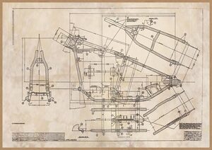 ハーレー リジットフレーム 設計図 レトロミニポスター ◆ 複製 HARLEY B5サイズ USAD5-005-4