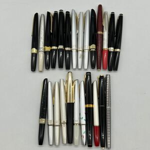 1円 万年筆 22K 21K 18K 750 14K 585 14KWG 合計25本 ペン先全て金 PILOT PLATINUM等 筆記用具 ジャンク