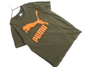 ネコポスOK PUMA プーマ ロゴ プリント Tシャツ sizeXL/カーキ ■◆ ☆ egb2 レディース