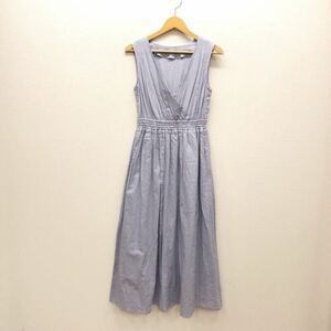 【た146】PROPORTION BODY DRESSING カシュクールワンピース 2S ライトパープル ノースリーブ マキシ丈 無地 薄地 ブランド古着 送料無料