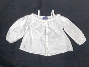 POLO RALPH LAUREN[ポロ ラルフローレン]3/3T(100) 長袖ブラウス トップス ホワイト 子ども服 女の子 中古品