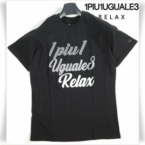 新品1円～★1PIU1UGUALE3 RELAX ウノ ピゥ ウノ ウグァーレ トレ リラックス ロゴ半袖Tシャツ M ブラック 黒 正規店本物 ◆5758◆