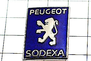 ピンバッジ・プジョー車ライオン紺色紋章 PEUGEOT SODEXA FRANCE◆フランス限定ピンズ◆レアなヴィンテージものピンバッチ