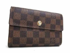 1円 LOUIS VUITTON ルイヴィトン N63067 ダミエ ポルトフォイユ アレクサンドラ 三つ折り 財布 ウォレット ブラウン系 AY5380