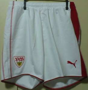 珍品?　PUMA(プーマ)製2004-06?VfBシュトゥットガルトH(ホーム)ショーツ(ユニフォームパンツ)　白×赤　Dドイツ7(インポートL?)サイズ