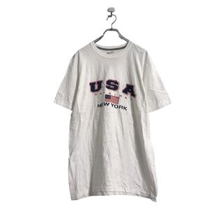 NIKE 半袖 プリント Tシャツ L ホワイト ナイキ ニューヨーク USA 星条旗 古着卸 アメリカ仕入 a508-5596