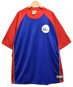 ビッグ Majestic HARDWOOD CLASSICS NBA Philadelphia 76ers Sixers 半袖ハーフジップ ウォームアップシャツ 5XL相当(39268