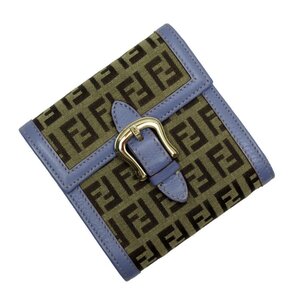 フェンディ FENDI 三つ折り財布 ズッカ キャンバス/レザー ブラウン×パープル g3926g