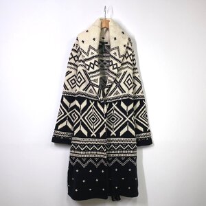 【90s レディース】LAUREN RALPH LAUREN ラルフローレン 雪柄 ニット ガウン Ｍ ホワイト 白 コート HB4026