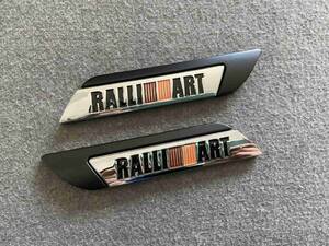 三菱 RALLI ART カーステッカー プレート 金属製 車用デカール エンブレム フェンダーバッジ シール 送料無料 2枚セット 227番