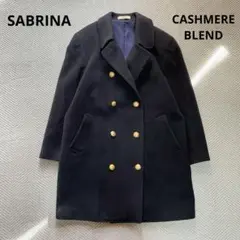 美品　SABRINA カシミヤ混　金ボタン　ダブルフェイスコート　Lサイズ　紺色