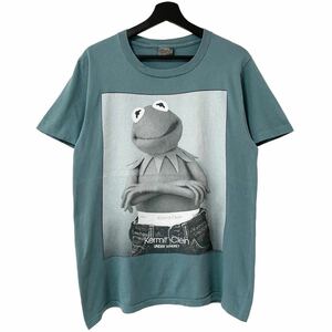 ■激レア■90s USA製 KERMIT CLEIN カーミット Calvin Klein パロディ Tシャツ M L相当 カルバンクライン フォト JIM HENSON ビンテージ