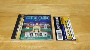 ★SS「バーチャルカジノ(VIRTUAL CASINO)」ケース・取説・帯・ハガキ付き/DATT JAPAN/SEGA SATURN/セガサターン/TBL/レトロゲーム★