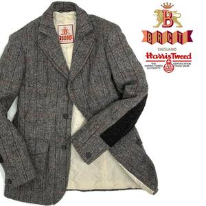 美品!!UK製 BARACUTA×Harris Tweed 中綿入 ヘリンボーン ハンティング ジャケット(38)グレー系 メンズ テーラード イングランド