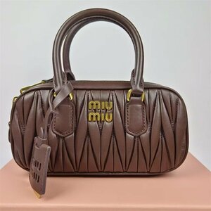 miu miu 極美品 ミュウミュウ ショルダーバッグ ハンドバッグ レザー ブラウン