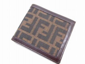 1円スタート 美品 FENDI フェンディ ズッカ柄 二つ折り財布 男女兼用 ウォレット ヴィンテージ品 使用感少